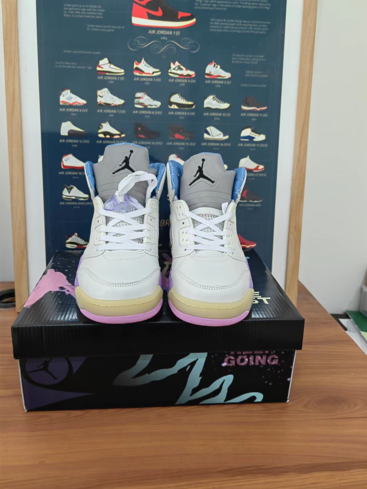 New 2022 Air Jordan 5 Retro White Purple Pink Black Shoes - Click Image to Close